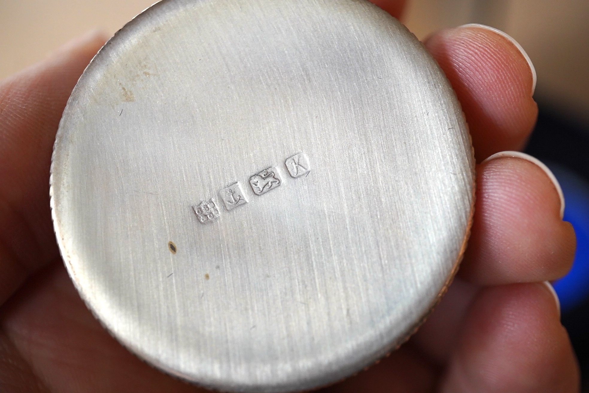 A modern enamelled silver crown coin inset circular pill box, by C.S. Green & Co and an 1863 agricultural prize medallion. Condition - fair.